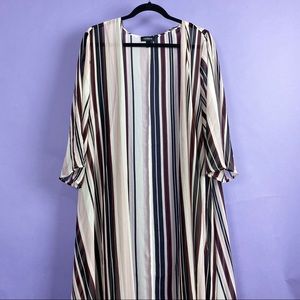 Torrid Maxi Kimono 1/2 Pink Black Burgundy Stripe